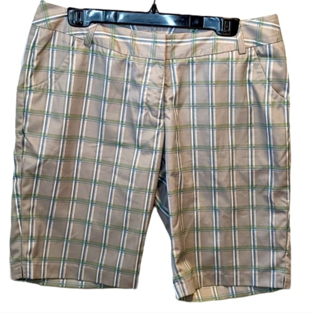 2/$20 Adidaa Climalite Green Plaid Golf Bermuda Shorts sz 12